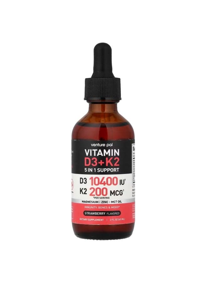 Venture Pal, Vitamin D3 + K2, Strawberry, 2 fl oz (60 ml)