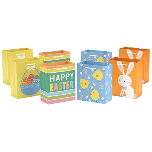 Hallmark 6 Small Easter Gift Bag Bundle 8 Bags Easter Basket Easter Bunny Chicks Happy Easter for Kids Party Favors Gift Cards