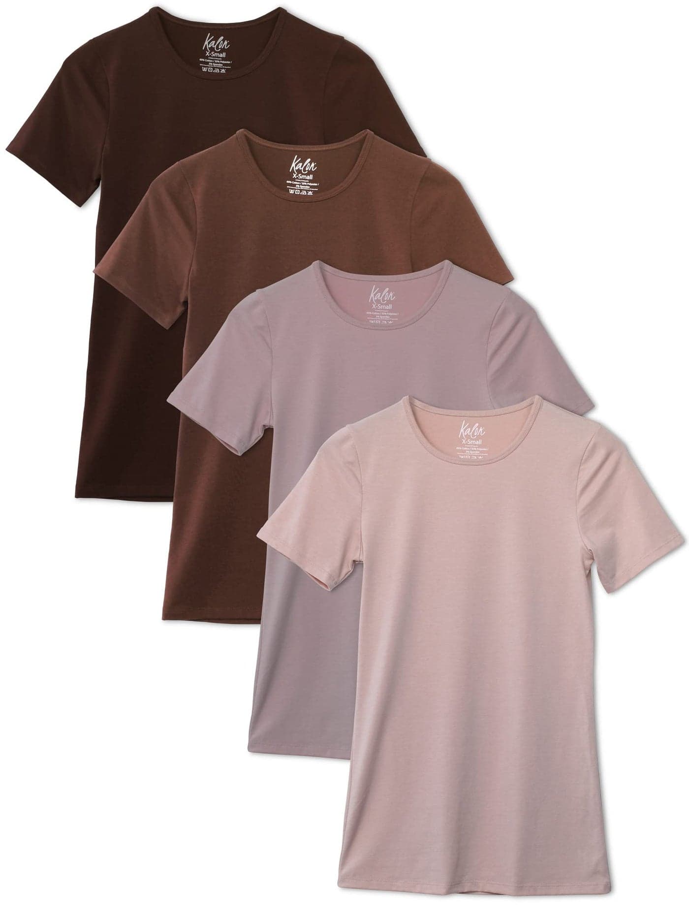 Kalon Womens 4Pack Crewneck TShirt Base Layer Large Tonal
