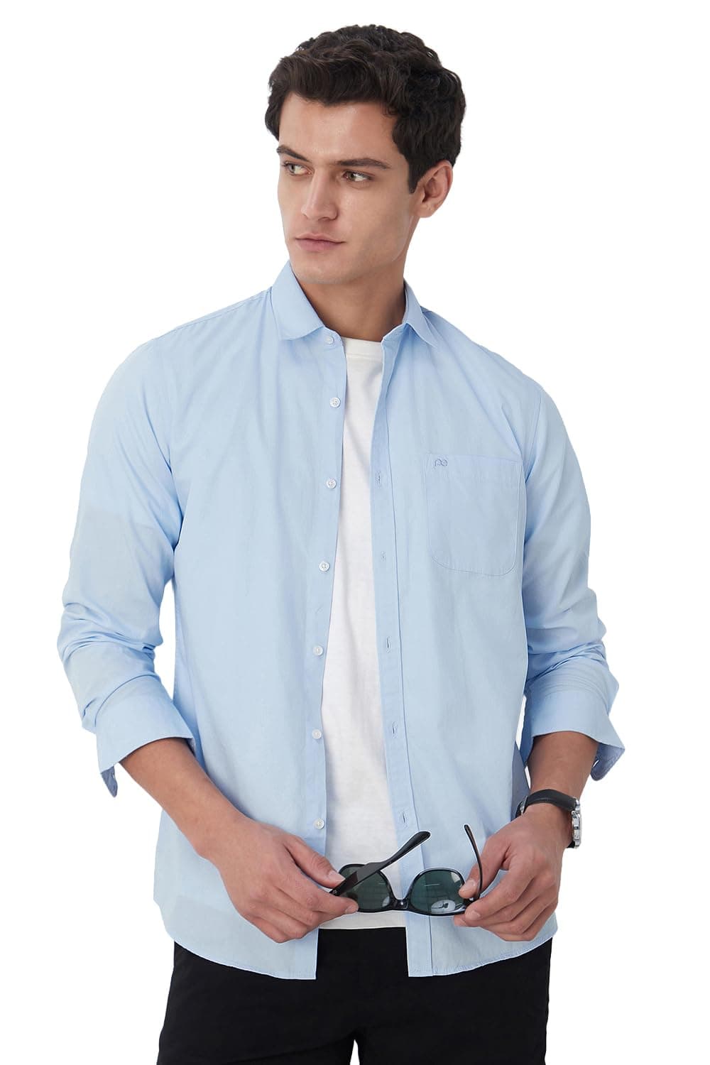 Peter England Men's Classic Slim Fit Full Sleeve Oxford Shirt | 100% Cotton Light Blue, 44