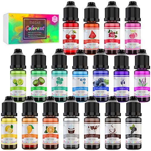 Epoxy Resin Pigment - 18 Color Liquid UV Resin Dye for Coloring, DIY Art Jewelry Making - Concentrated Colorant for Paint, Crafts - 0.35 oz/10ml Each