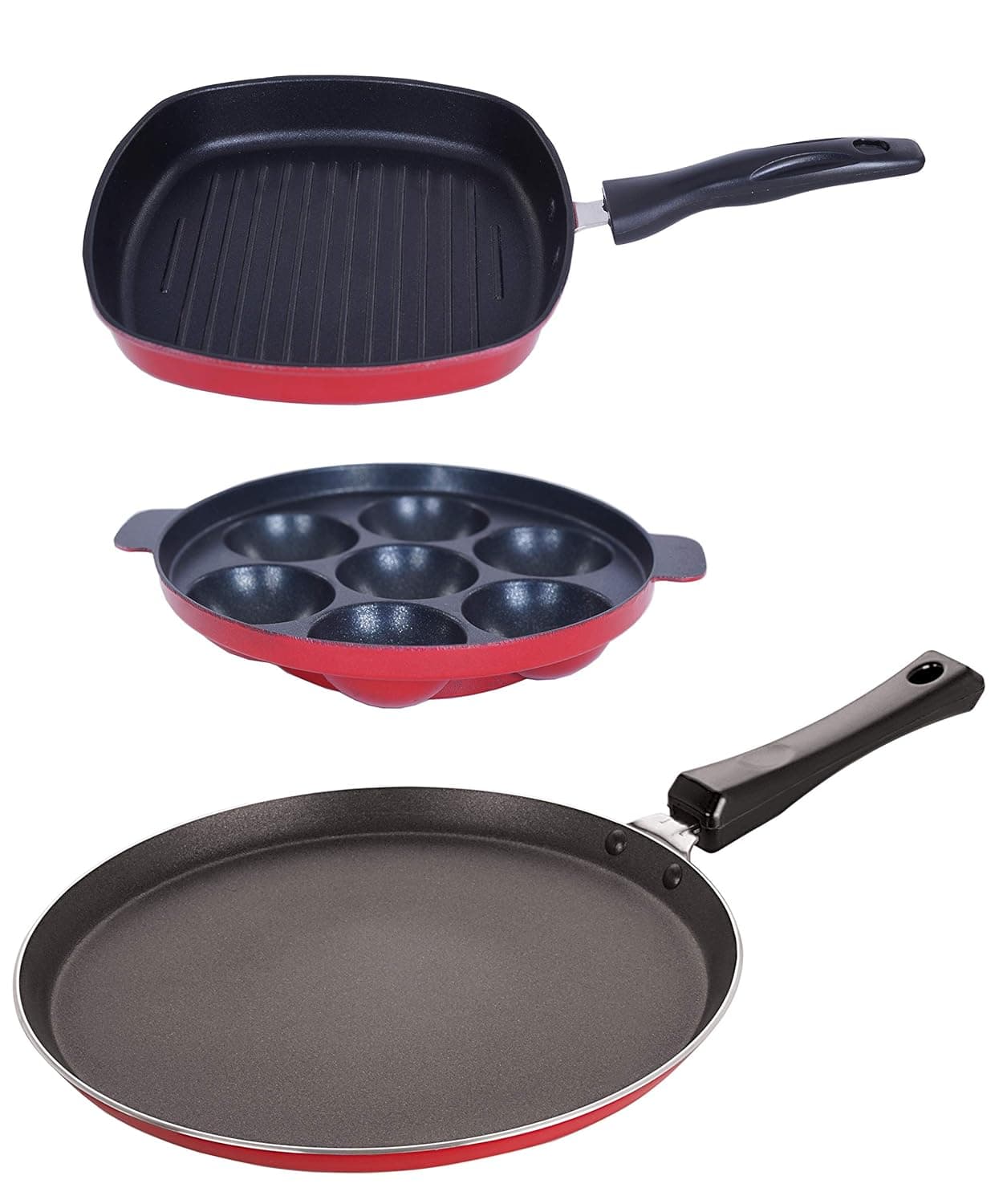 Nirlon Non-Stick Gas Compatible Aluminium Cookware Gift Item Set with Bakelite Handle