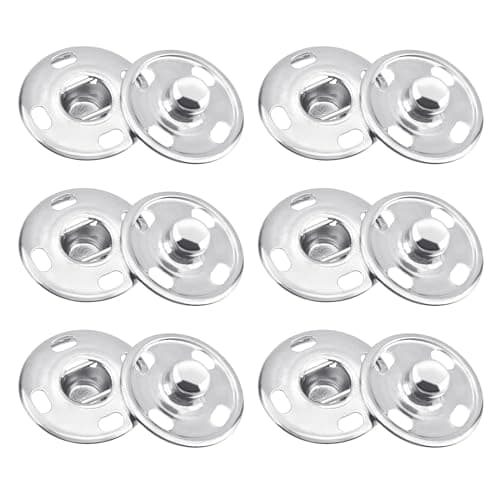 Quacc 6 Sets Sew on Snap Buttons Rustproof Metal Snap Buttons Fasteners Press Studs for Sewing Clothes Handbag Purse DIY Craft Projects 15MM