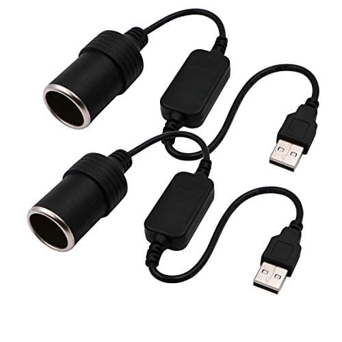 USB A Male to 12V Car Cigarette Lighter Socket Female Converter Cable 2Packfor LowPower Devices only 2A