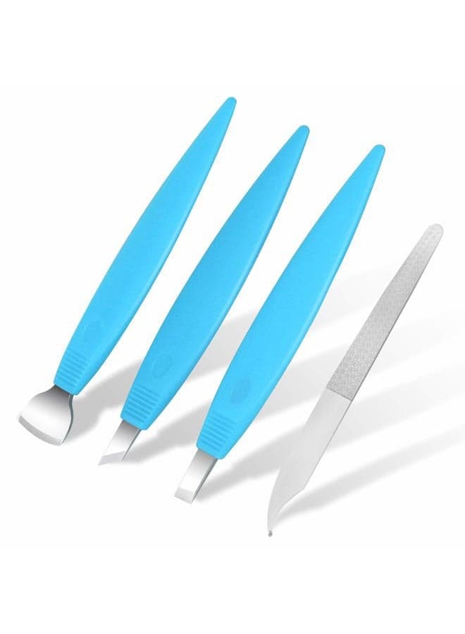 Pedicure Knife Set - Callus Shavers, Corn and Hard Thick Skin Remover Knives for Foot, Metal Nail File & Nail Lifter - Professional Pedicure Tools with Storage Box (Blue)