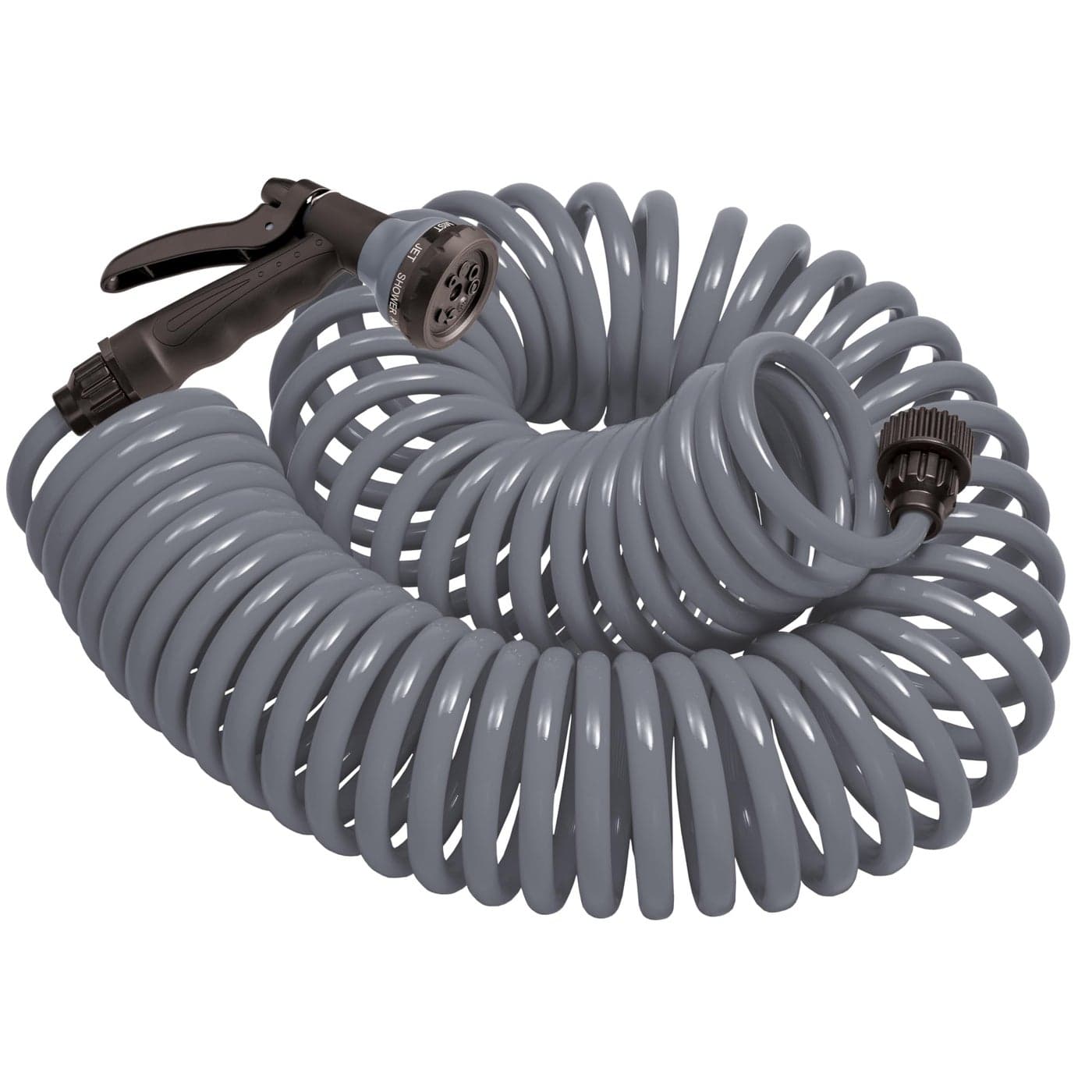Orbit 27560 Coil Garden Hose 50 Feet with 8Pattern Hose Nozzle Gray