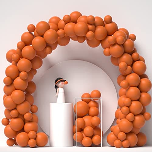 Janinus Burnt Orange Balloons Garland Arch Kit Dark Orange Balloon Different Sizes 12Inch 5Inch Fall Balloons for ThanksgivingBaby Shower Party Decorations