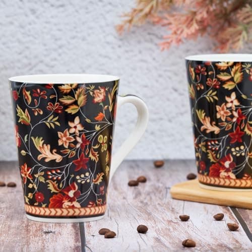 GOLDEN QUEEN'S Mugs Set of 2 for Coffee, Tea, Milk - Ideal for Your Daily Beverage Ritual, Hosting & Casual Gatherings - Enchanted Night Garden