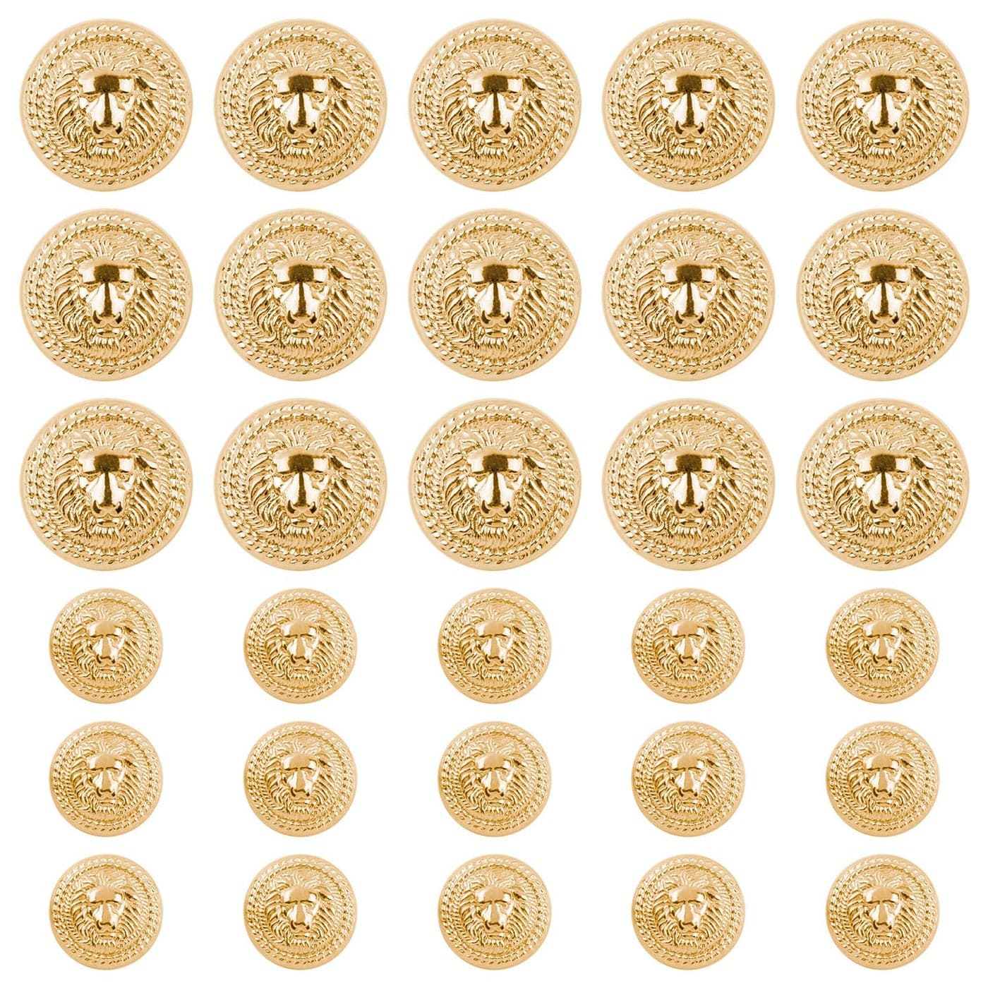 Framendino 30 Pack Vintage Gold Lion Head Buttons Metal Blazer Button for Clothes Crafts 15mm 23mm