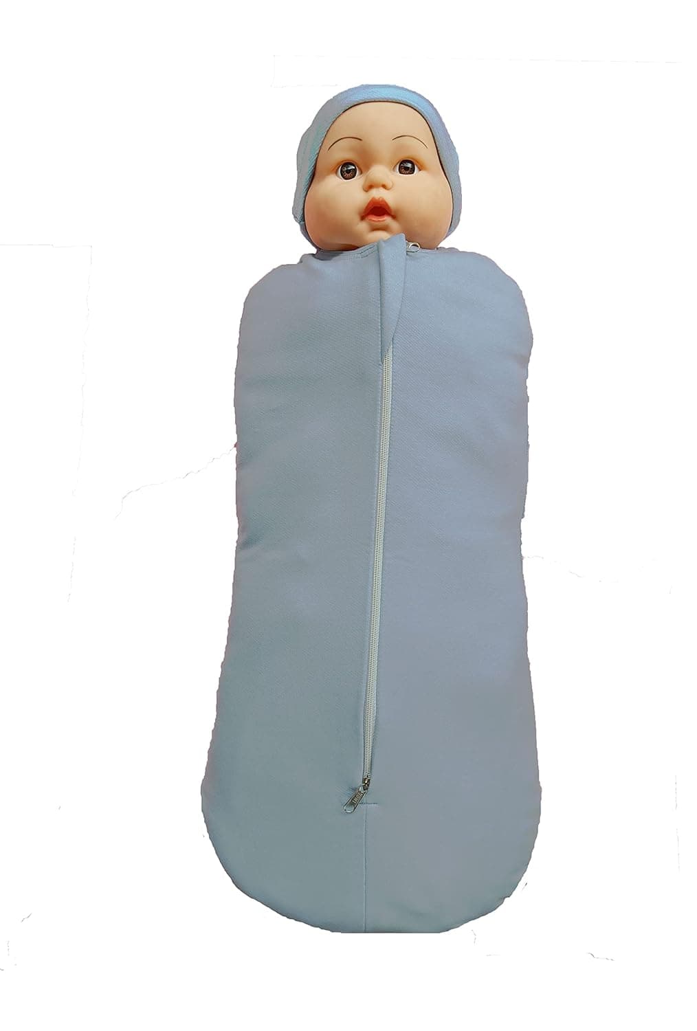 MammaChamp New Born Baby Zip POD with CapSwaddleSpandex Sleeping BagSack BlanketsPlain Grey Color 04Months Pack of 1