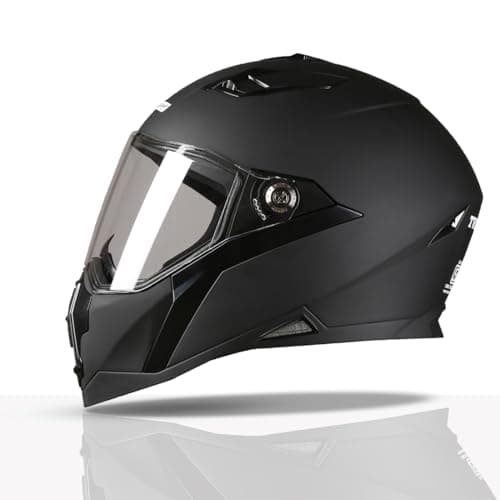 TVS Racing Anti Matter Full Face Helmet for Bike & Motorcycle Riders-DOT & ISI Certified-Lightweight ABS Shell, UV Resistant-Ventilated Comfort Liner, Quick-Release Visor & Chin Strap (Matt Black/L)