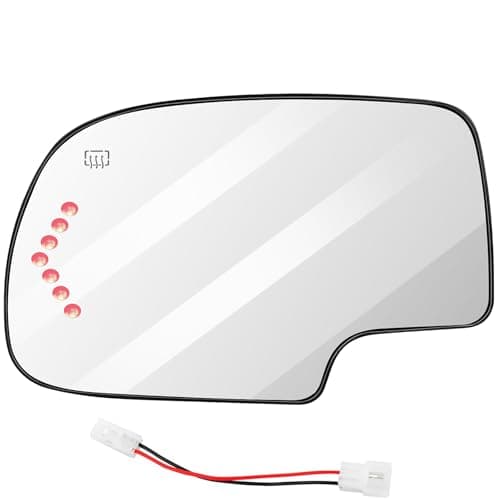 SCITOO Driver Side Mirror Glass for 2003-2007 For Cadillac Escalade, For Chevy Avalanche, Silverado Suburban Tahoe, For GMC Sierra Yukon Left Heated Mirror Glass Exterior Convex Turn Signal GM1324102