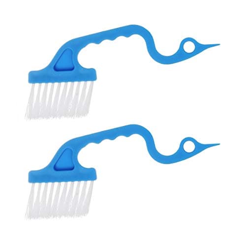 2pcs Hand-held Groove Gap Cleaning Tools Door Window Track Kitchen Cleaning Brushes (Sky Blue)