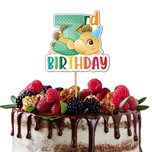 Festiko® Dino Theme Birthday Decoration,Dino Birthday Party Number Cake Topper,Dinosaur Party Decorations for Kids,Kids Birthday Decoration Item Three Number Cake Topper