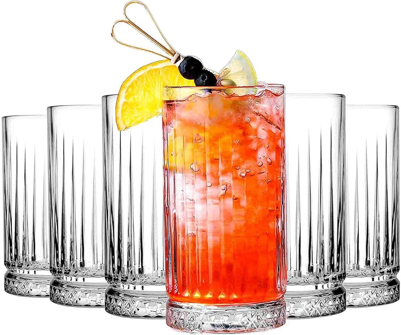 bellemax 300 ML Premium Juice Glasses Drinking Glasses,Highball Lead-Free Glasses,Tumblers for Water,Juice,Beer,Cocktail and Mixed Drinks - 6 Pieces,Transparent (BM-01)