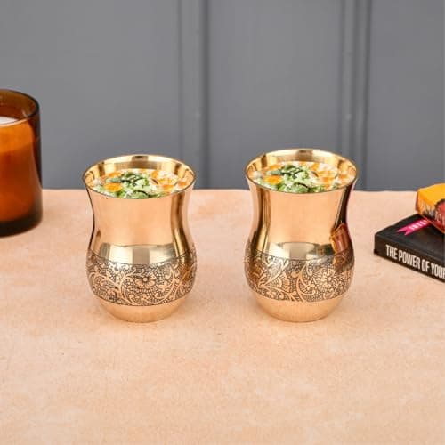 THE HEALING STORE Bronze Kansa Glass, 200 ml Capacity, Gold, Medium Size (Glass 1)