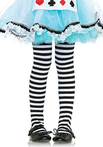 Leg Avenue girls Children's Striped Tights Hosiery, Blk/White, X-Large US