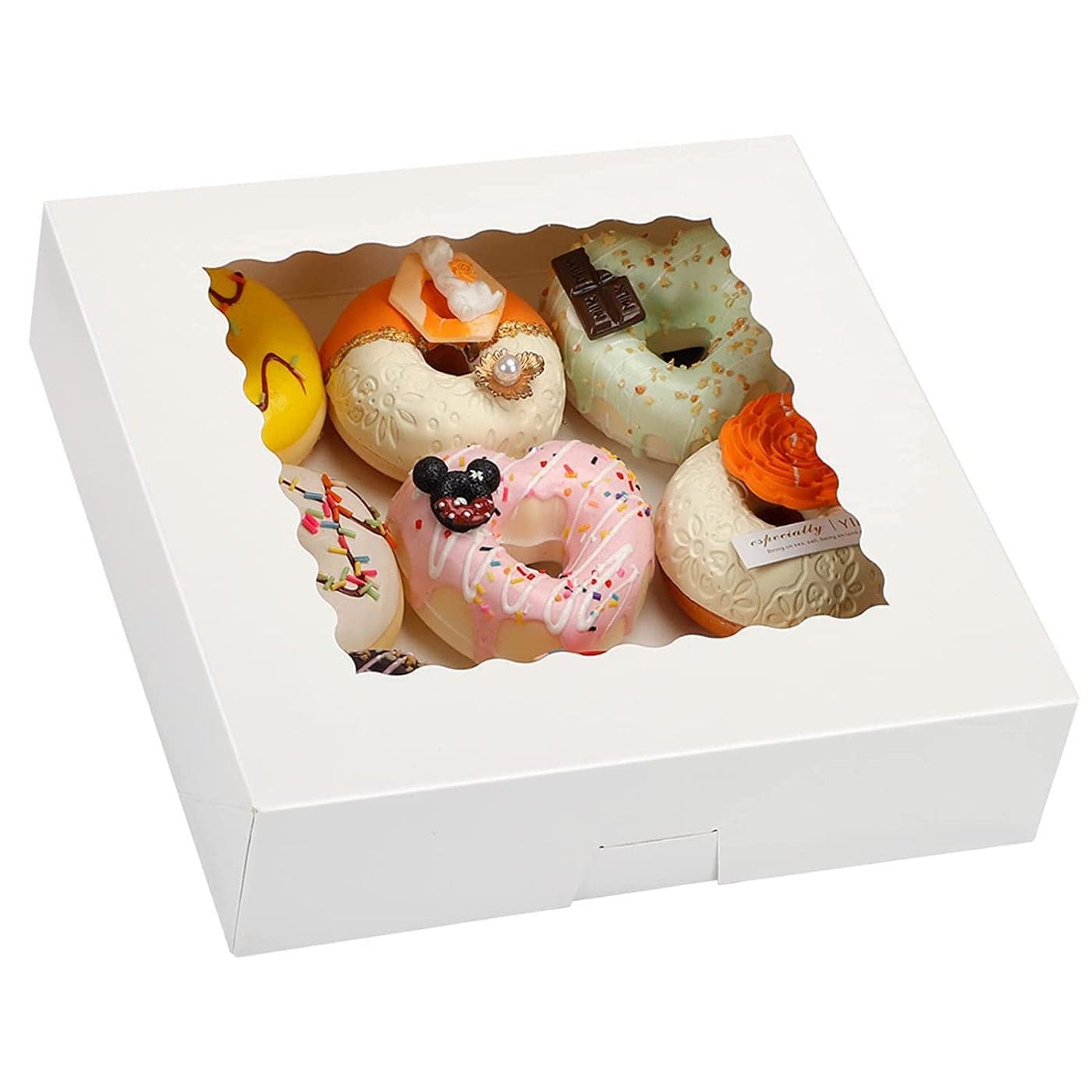 Glamifirsto 4 Brownie White Cake Boxes with Window Small Bakery Boxes with Window Small Pastry Boxes Baking Boxes Cookie Boxes Donut Boxes Containers 20 PIECE