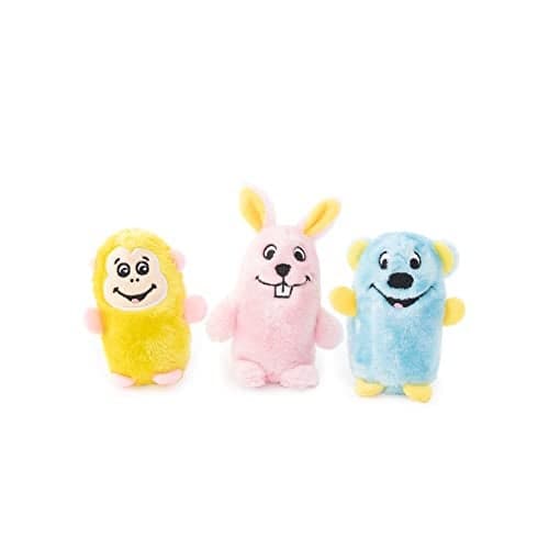 ZippyPaws Squeakie Buddies - No Stuffing Dog Toys to Keep Them Busy, for Small & Medium Dogs, Squeaky Pet Toy for Boredom, Unstuffed Chew Toy, Soft Plush Puppy Products - Pack of 3