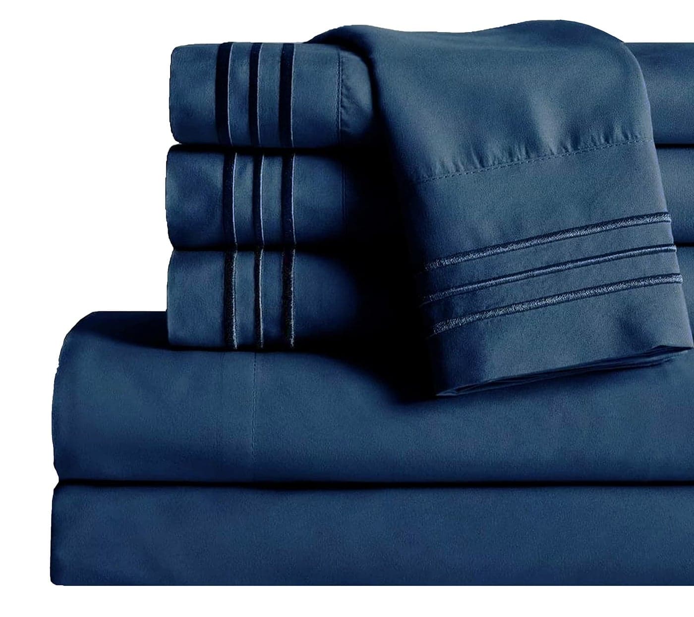 Mocassi Full Sheet Set Luxury Hotel 1800 Premier Bedding Sheets Pillowcases Ultra Soft Breathable Cooling Bed Sheets Deep Pocket Wrinkle Resistant 6 Piece Set Full Navy Blue