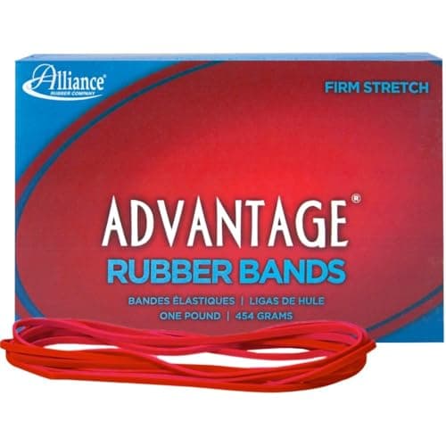 Alliance Rubber 97405 Advantage Rubber Bands Size #117B, 1 lb Box Contains Approx. 200 Bands (7" x 1/8", Red)