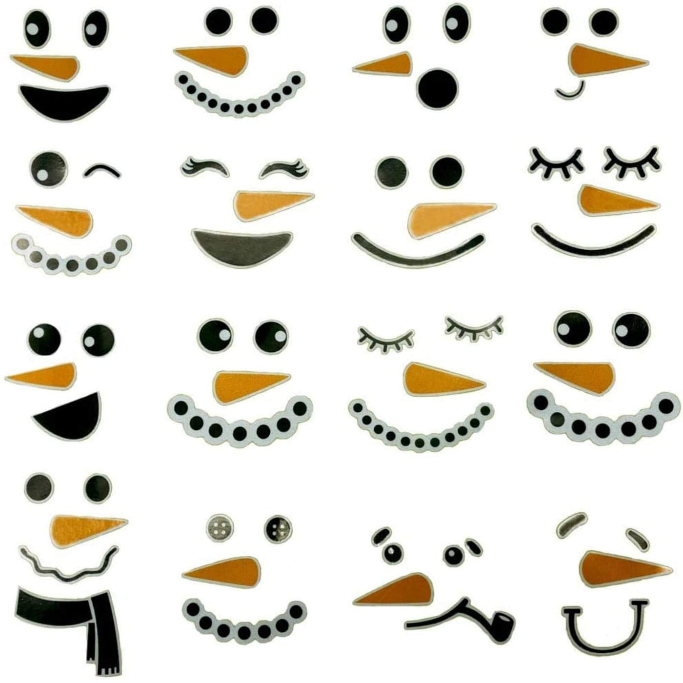 Maydahui 16 Pieces Snowman Face Wall Stickers Cute Christmas Snow Man Wall Decals 11 Inches Refrigerator Stickers Window Cling Decal Xmas Decorations