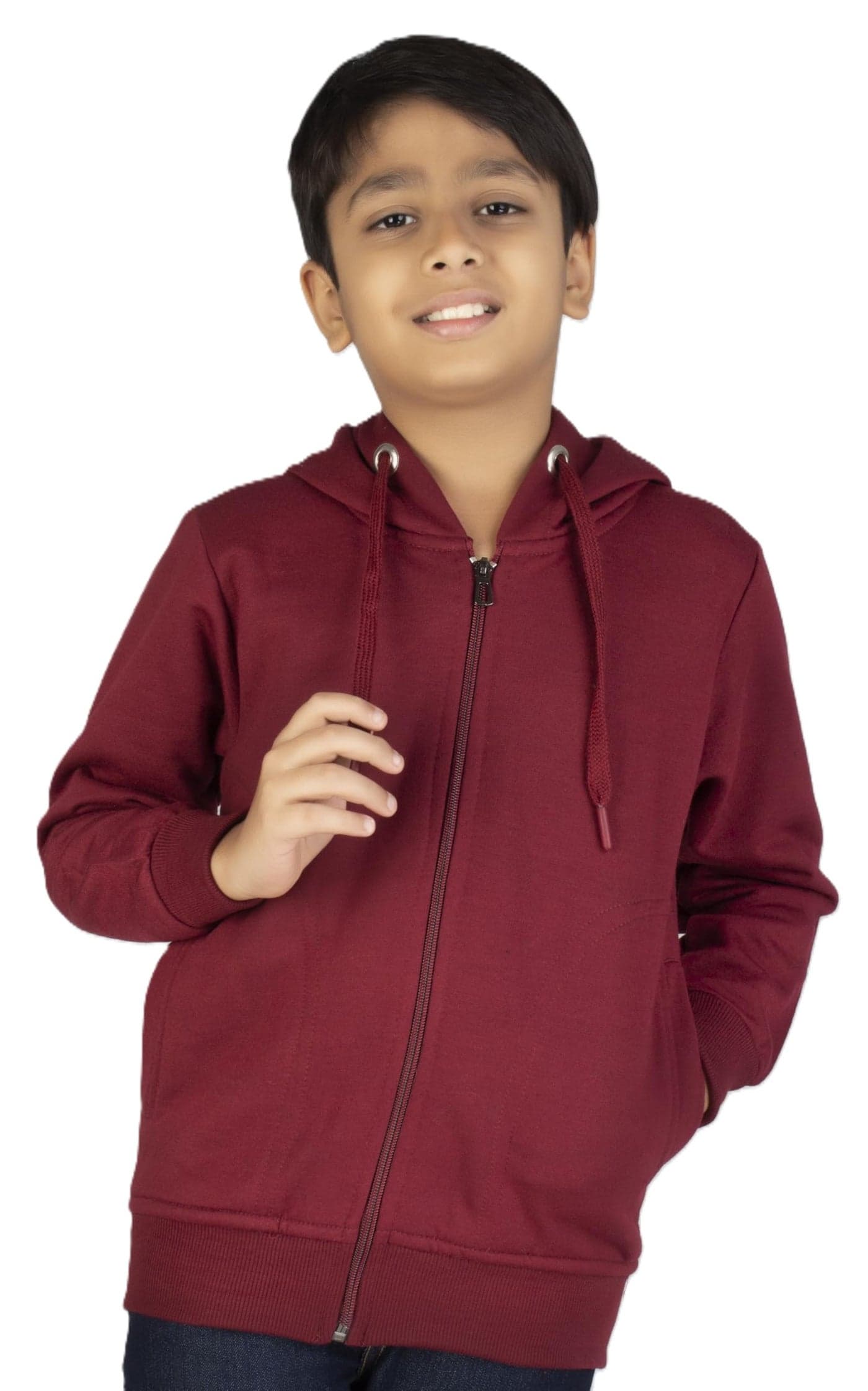 ADBUCKS New Unisex Kids Boys & Girls Zip Hoodies Sweatshirt Made By Rich Cotton Full Sleeves Jacket (Maroon, 14-15 Years)