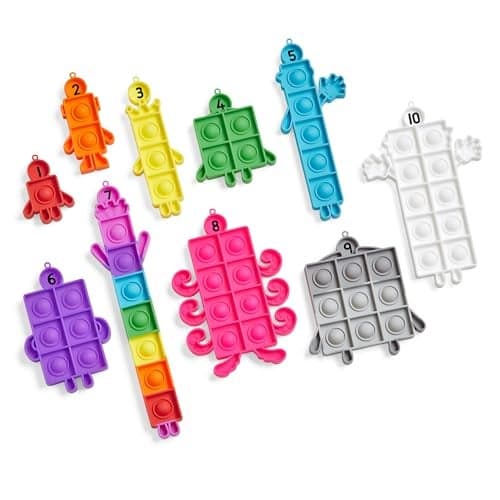 hand2mind Numberblocks Sensory Bubble Poppers Push Pop Fidget Toys Keychains for Kids Counting Math Manipulatives Fine Motor Tools Calm Down Corner Supplies Preschool Toys for Classroom