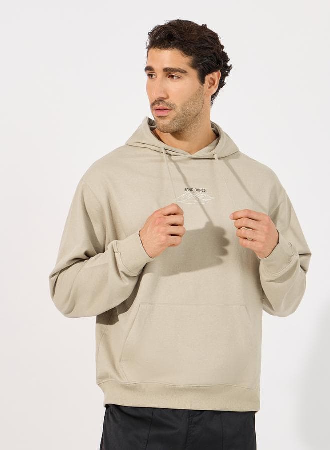 Minimal Sand Dune Print Relaxed Fit Hoodie