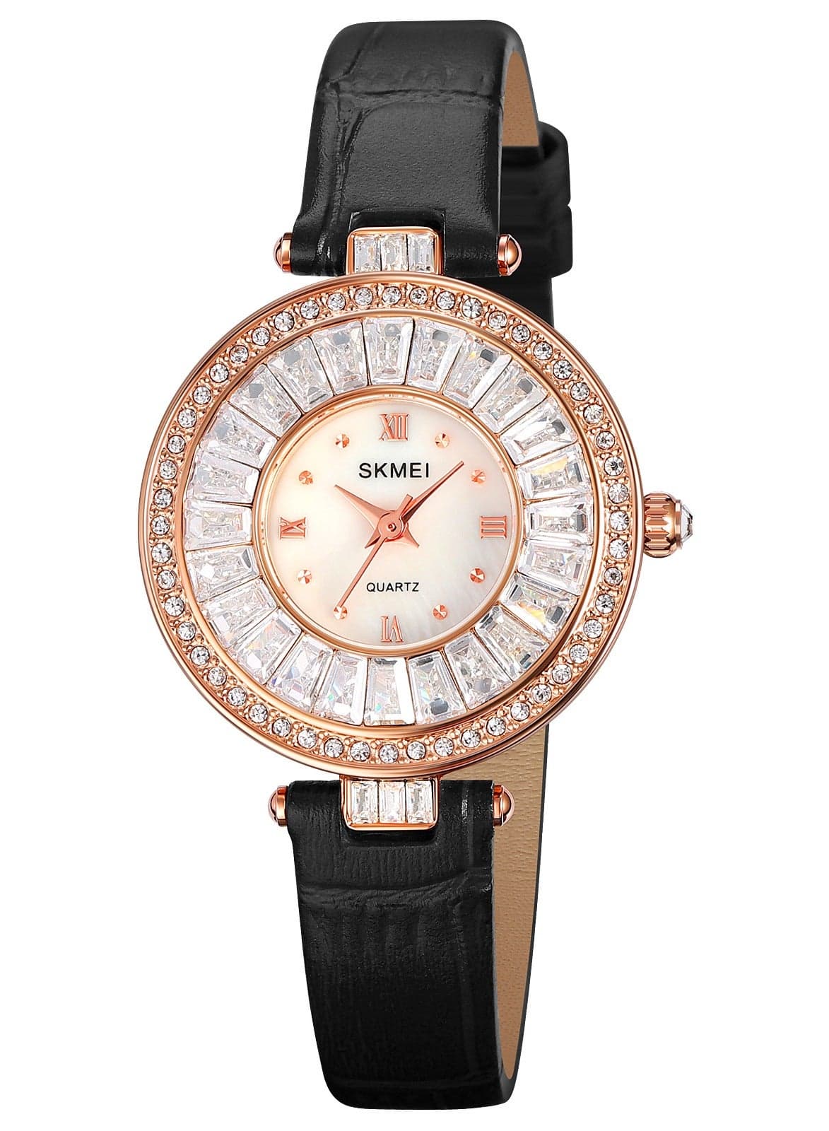 Women's Waterproof Fashion Wristwatch With Diamond Black