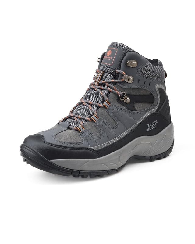 Bacca Bucci Men’s Mid-Top Trekking Boots with Rugged Grip Sole Storm Grey UK 8