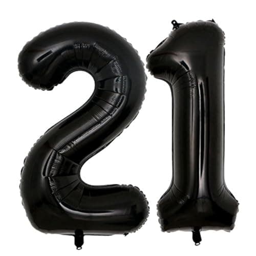 40inch Jumbo Black 21 number balloons for 21st Birthday Decorations helium balloons party supplies use them as Props for Photos Black 21