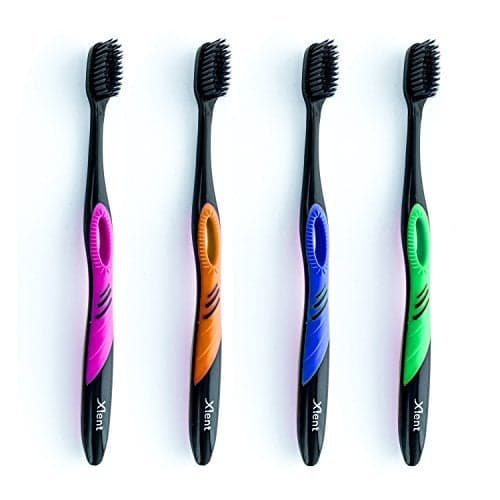 Xlent SMYL Activated Charcoal Toothbrush – Ultra Soft Tapered Bristles, Compact Head & Slim Design | 4 Count