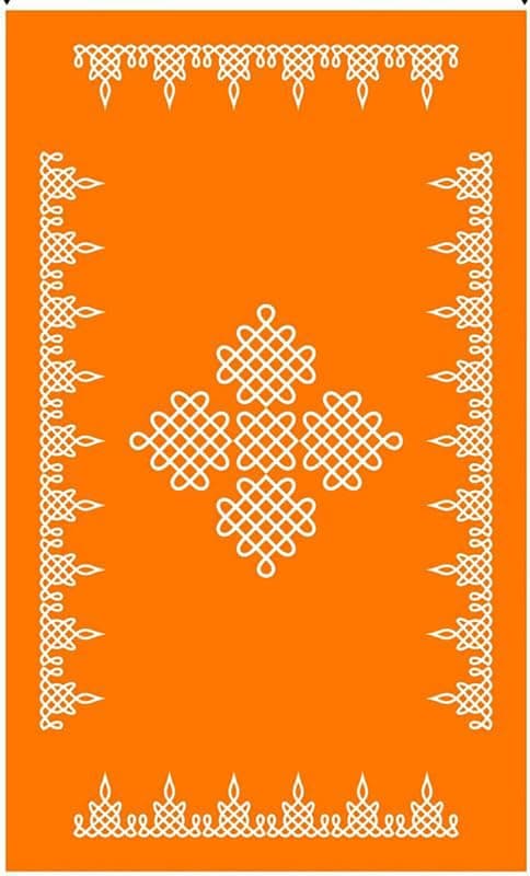 Bague Backdrop for Photography Curtain for Pooja Decoration Traditional Kolam Backdrop Cloth Orange (5X8)