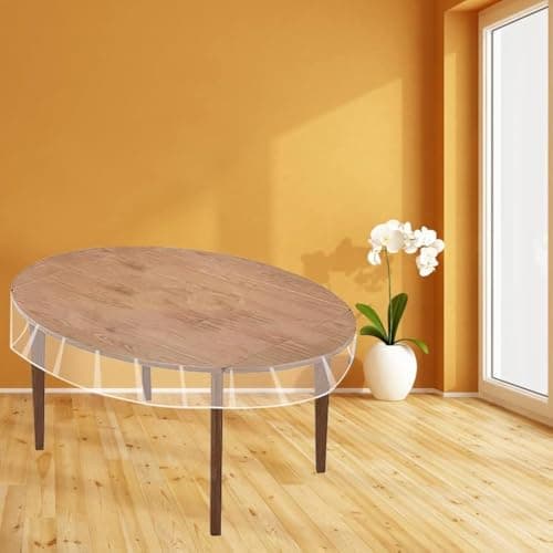 FeelingWarm Clear Table Protector - Clear Vinyl Table Cover - Protective Plastic Covering Transparent Tablecloth Waterproof 54" X 72" Oval
