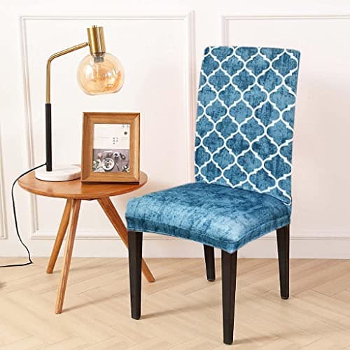 ohello® Chair Cover Export Quality Polycotton Dining Chair Covers Set of 4 Pcs Stretchable & Easily Washable Case Protector for Dining Chairs (TCC5007, Aqua)