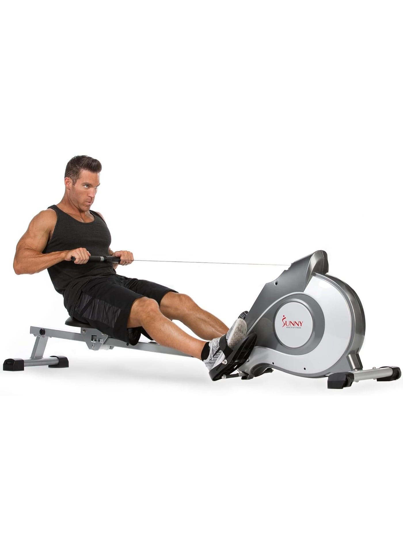 Magnetic Rowing Machine for Home, Rower Machine with Extended Slide Rail, Full-Body Workout, Low-Impact, Compact and Adjustable Resistance, Super Quiet and Smooth