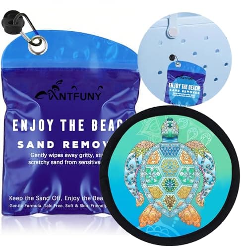 Sea Turtle Sand Remover for Beach Cleaner Eraser Family Women Wipe Off Mitt Duster Brush Cup Holder Game Toy Cruise Ship Accessories Summer Vacation Must Have Trip Essential Honeymoon Gift Towel