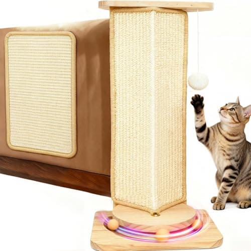 Couch Cat Corner Scratcher with Interactive Ball Toys for Cat Replaceable Sisal Scratch Pad Kitten Wall Scratcher for Couch Wall Furniture Protector 25