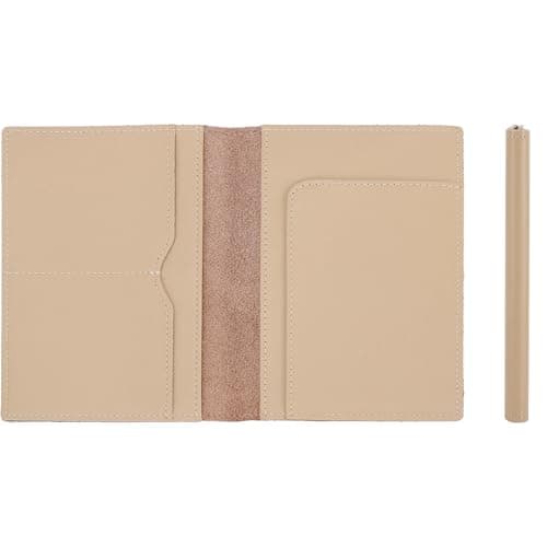 STAR VISTA Albatross Leather Travel Passport Holder Minimalist Design Calfskin Leather Case for Women and Men Slim Passport Wallet Bifold RFID Blocking Ivory