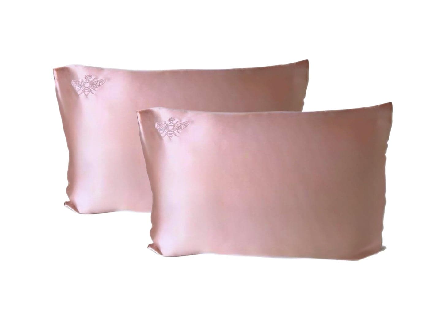 QUEEN BEE SILK 2 Pack Silk Pillowcase for Hair and Skin 22 Momme Mulberry Silk Charmeuse Weave Envelope Closure Standard Size Pink