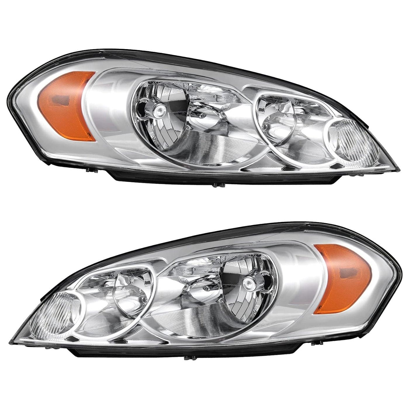 AUTOSAVER88 Headlight Assembly Compatible with 2006 2007 2008 2009 2010 2011 2012 2013 Chevy Impala 20142016 Impala Limited 0607 Monte Carlo Headlamp Replacement Pair Chrome Housing Amber Reflector