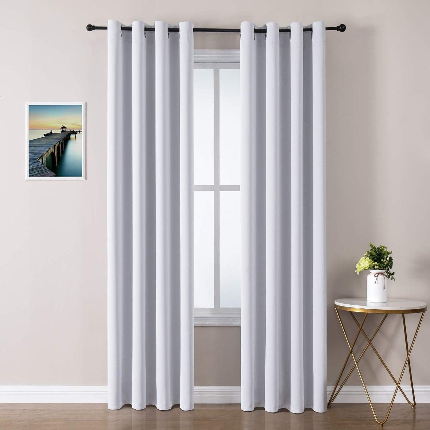 ChrisDowa Grommet Room Darkening Curtains for Bedroom and Living Room 2 Panels Set Thermal Insulated Blackout Curtains Greyish White 52W x 72L