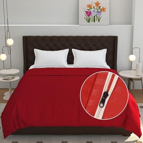 Fresh From Loom 180 Tc Microfiber Premium AC Comforter Cover Blanket Cover for King Size Bed, All Season Duvet Cover Quilt Cover with Zipper (Maroon, Size- 90x100 Inch)