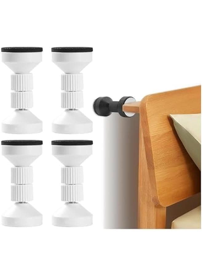 Headboard Stoppers for Wall, Adjustable Threaded Bed Frame Anti-Shake Tool, Bedside Anti Shake Tool for Beds Sofas Cabinets, Easy to Install, 4PCs, White,L