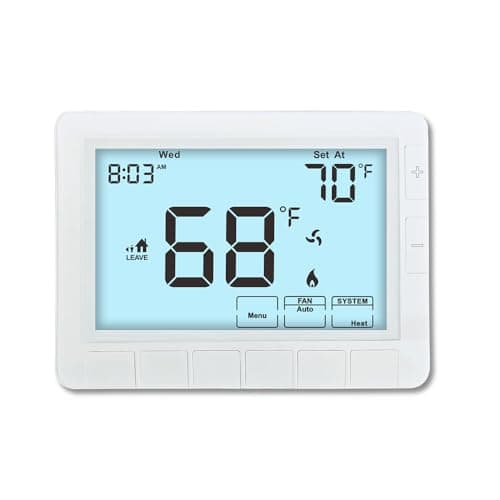 Programmable Auto Changeover Thermostat for House, Conventional Single-Stage Systems,1 Heat/1 Cool, Extra Large Display, Smart Auto Switching, White Backlight