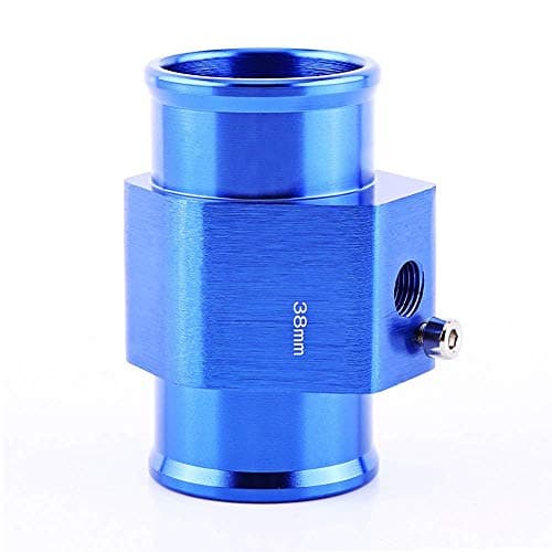 38mm Radiator Temperature Joint Pipe, Keenso Aluminum Water Temp Meter Temperature Gauge Joint Pipe Radiator Hose Adapter, Blue 26mm - 40mm (38mm)