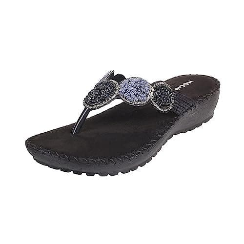 Mochi Women Black Comfort & Fashion Chappal UK/5 EU/38 (44-60)