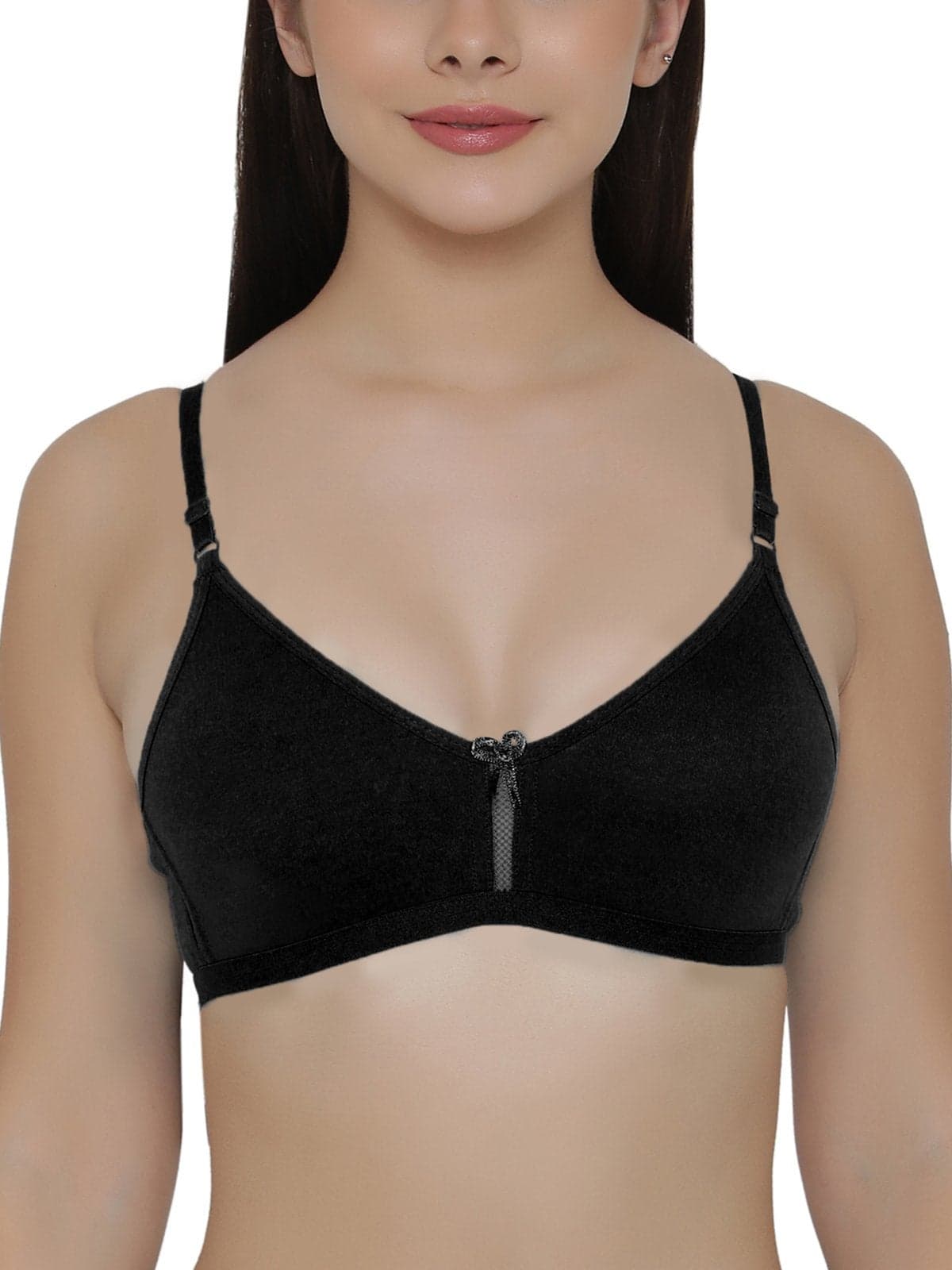 Clovia Women's Cotton Rich Solid Non-Padded Full Cup Wire Free T-Shirt Bra (BR0638P13_Black_36B)