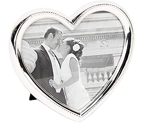 Haysom Interiors Contemporary Silver Plated Heart Shaped Photo Frame Holds a 4" x 4" Photograph